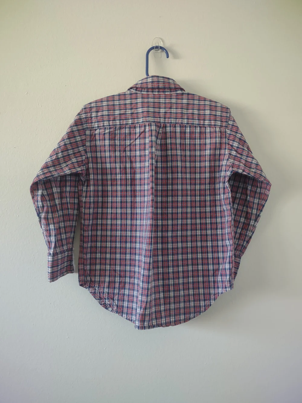 Ralph Lauren Boys Plaid Button-Down Shirt Size 4 Red Blue *Flaw